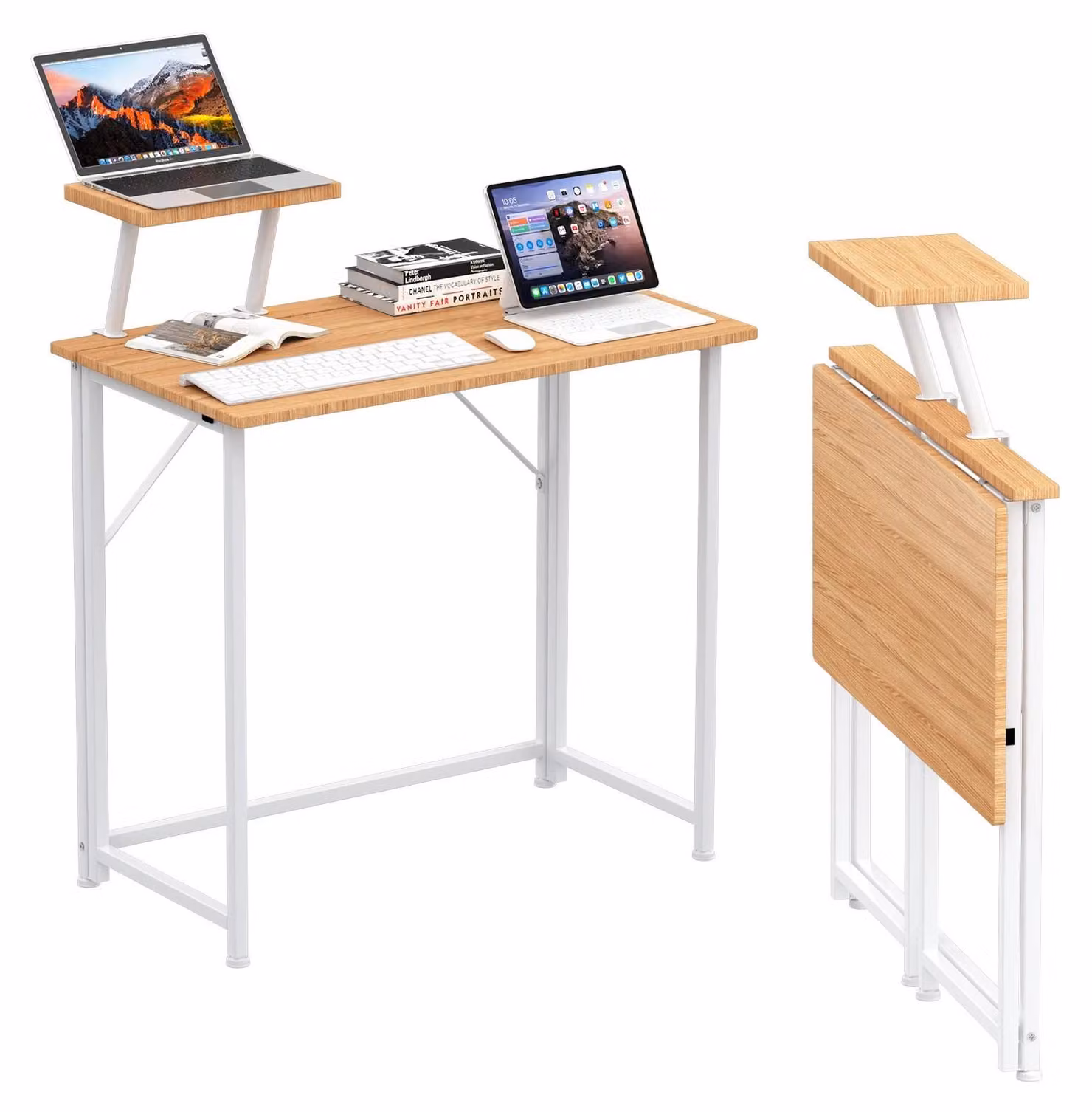 Elzusha - Scrivania computer con funzione ribaltabile e pannello di supporto