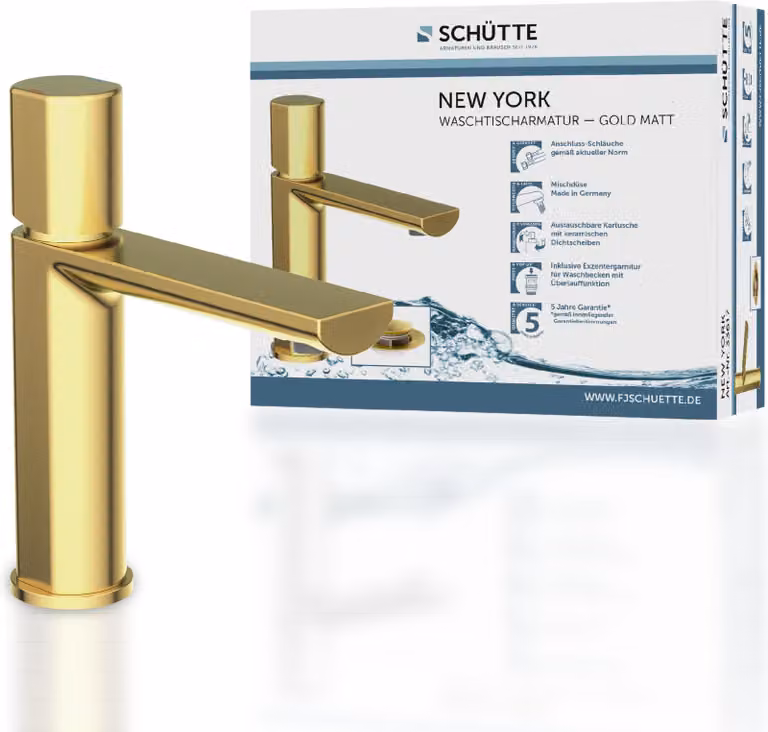 Miscelatore per lavabo NEW YORK di SCHÜTTE, miscelatore per bagno con scarico lavabo estraibile