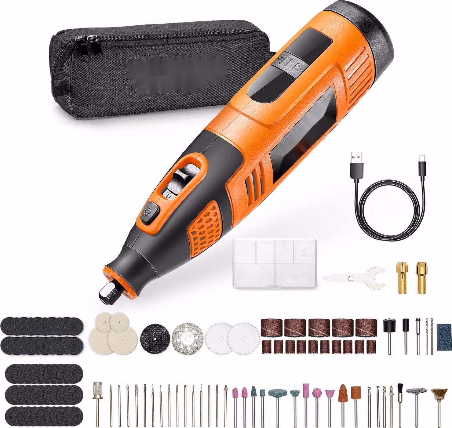 Set di utensili multifunzione a batteria - Mini utensile rotante 12 V - 119 accessori - Velocità variabile 28 passi - 5000-32000 giri/min - Per incidere/smerigliare/lucidare/tagliare/tagliare