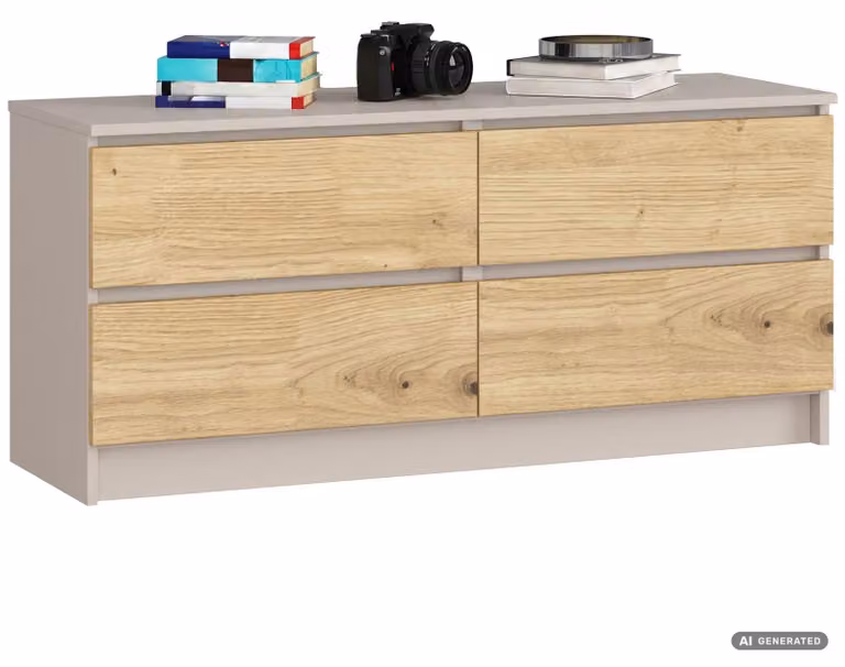 Com? K120 Cashmere 120 cm 4 cassetti Colore dei frontali Rovere Artisan 120x40x55 cm