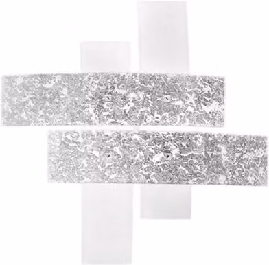 Plafoniera Lara media in vetro bianco con dettagli foglia argento 70x70cm, 2 luci E27, IP20, max 2x70W, stile moderno, lampadine escluse