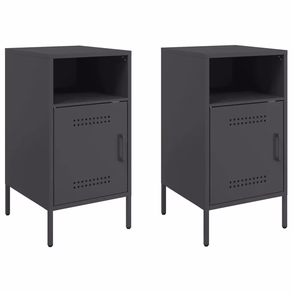 Set di 2 comodini Design Mania in metallo nero opaco, L: 36 cm, P: 39 cm, H: 68 cm – 2