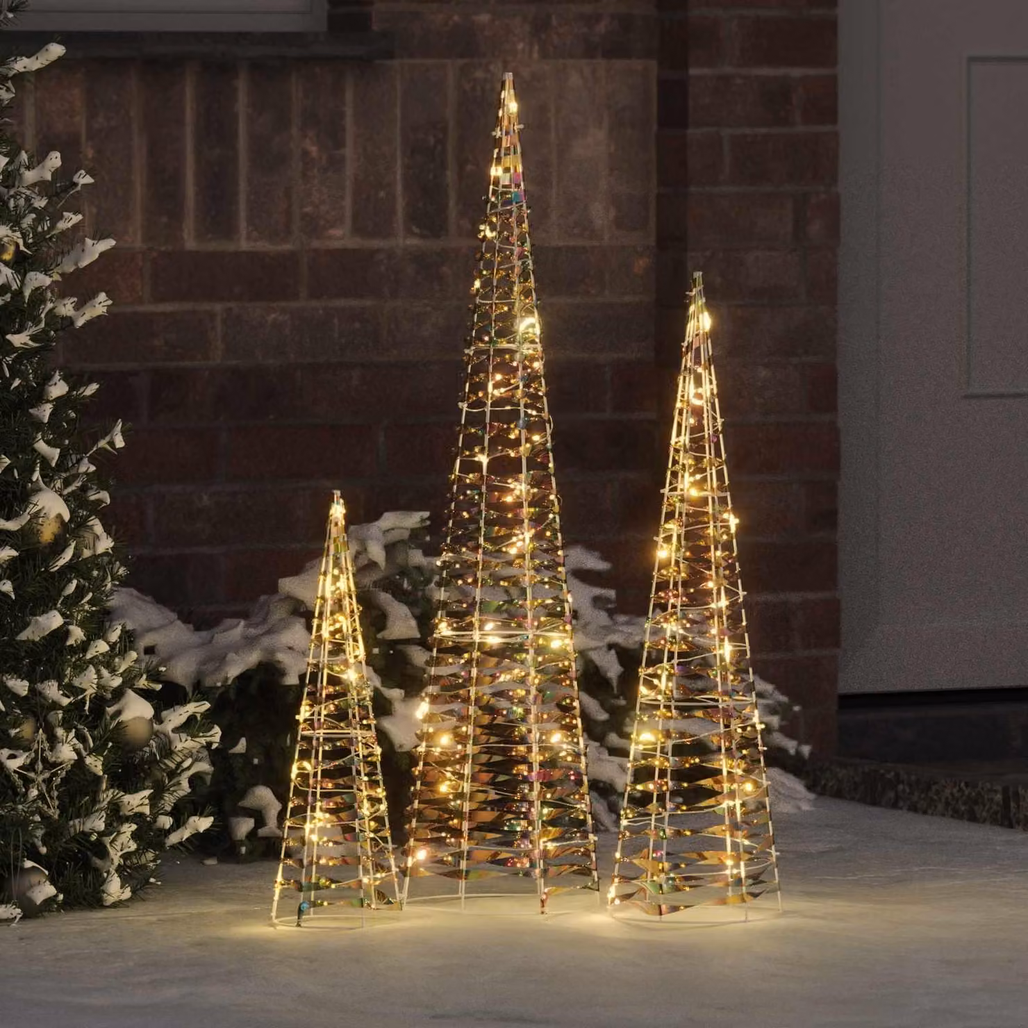 Maison Exclusive - Albero di Natale, confezione da 3, 90 LED bianco caldo, 20 x 20 x 80 cm, materiale: PET