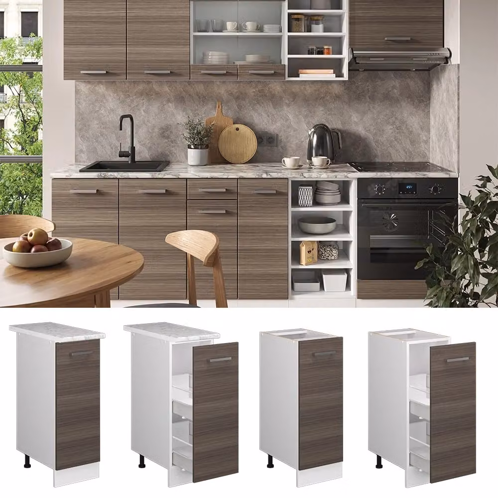 Armadio dispensa da cucina alto R-Line Vicco, Grigio nobile/Bianco/Antracite, L: 30 cm, P: 60 cm, H: 81,6 cm – 2