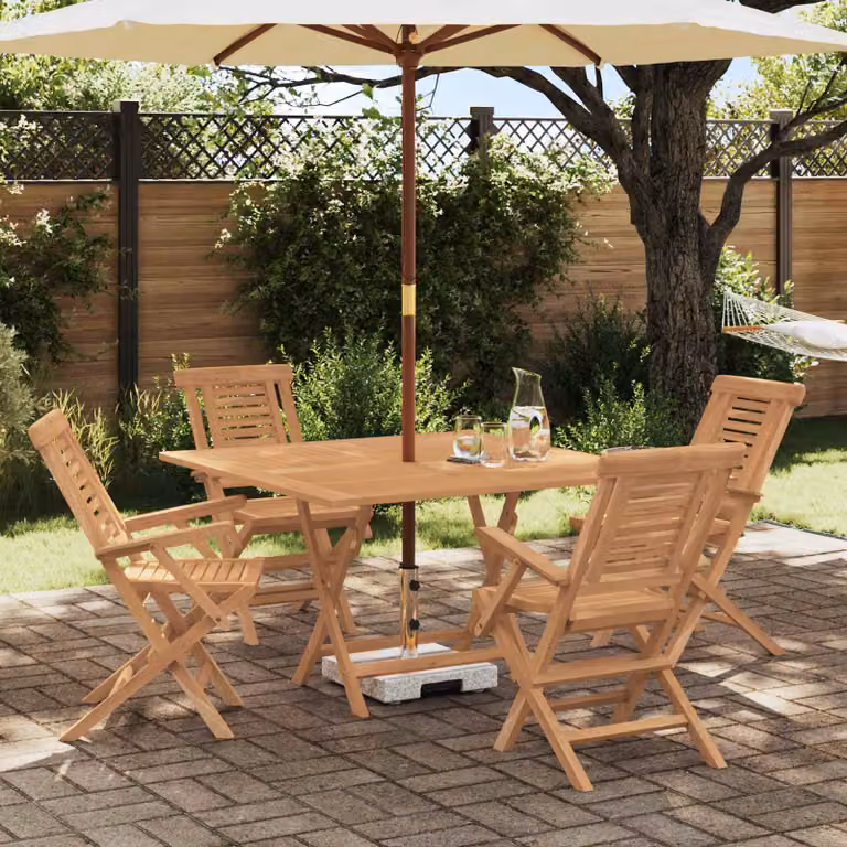 Set da giardino vidaXL in legno di teak solido marrone composto da 5 pezzi
