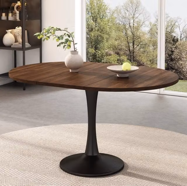 Tavolo da pranzo ovale allungabile 100/140x100x75 cm; MDF; colore noce