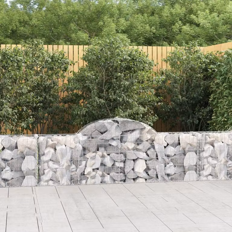 Set di 14 Cesti Gabbioni ad Arco vidaXL in Acciaio Zincato Grigio L: 200 cm, P: 30 cm, H: 60/80 cm