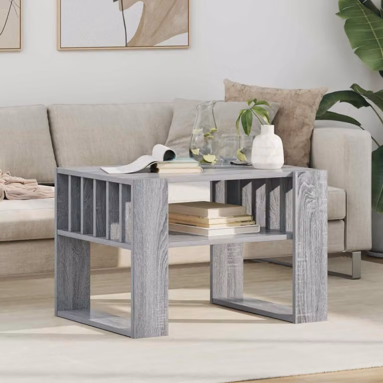 Maison Exclusive - Tavolino Sonoma grigio, dimensioni 66 x 49,5 x 45 cm, realizzato in legno composito
