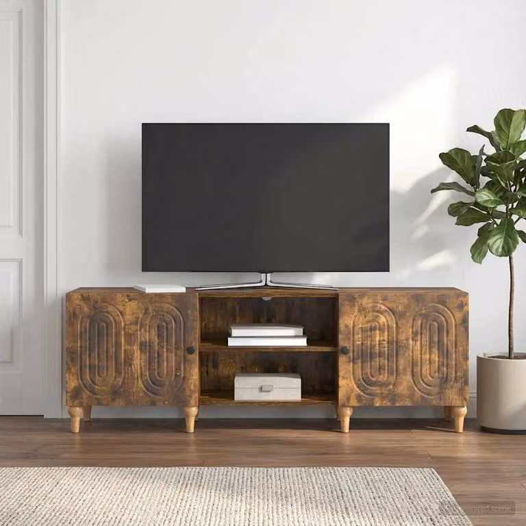 Mobile TV vidaXL in legno ingegnerizzato Rovere Fumo, L: 150 cm, P: 31 cm, H: 50 cm