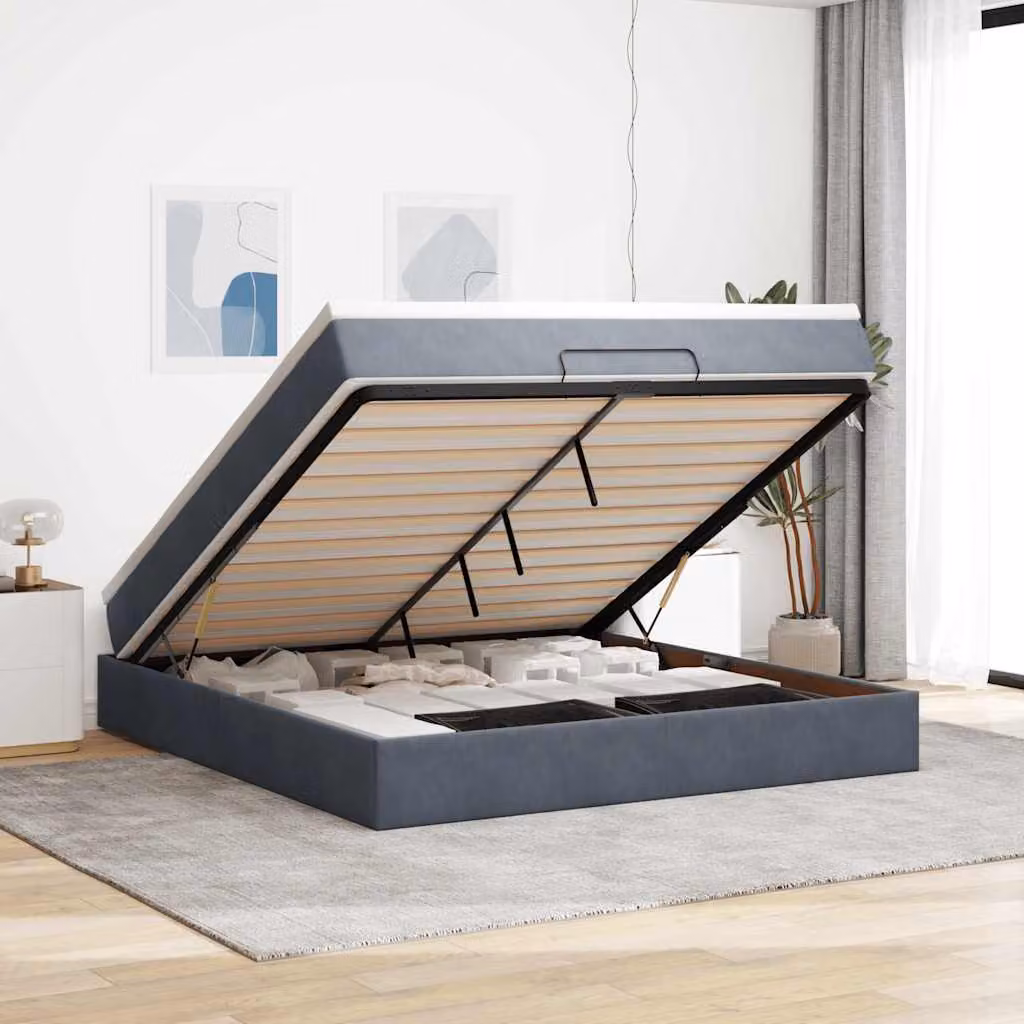 vidaXL Struttura Letto con Contenitore a Sollevamento e Materasso in Velluto, L/P/H: 180 x 200 x 280 cm