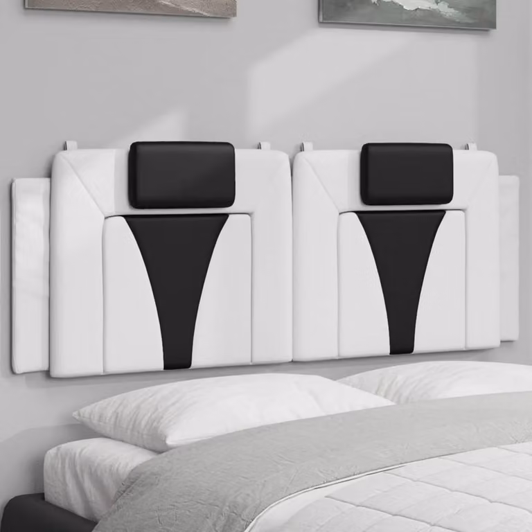 vidaXL Cuscino Testiera Viana in Similpelle Bianco e Nero L: 140 cm