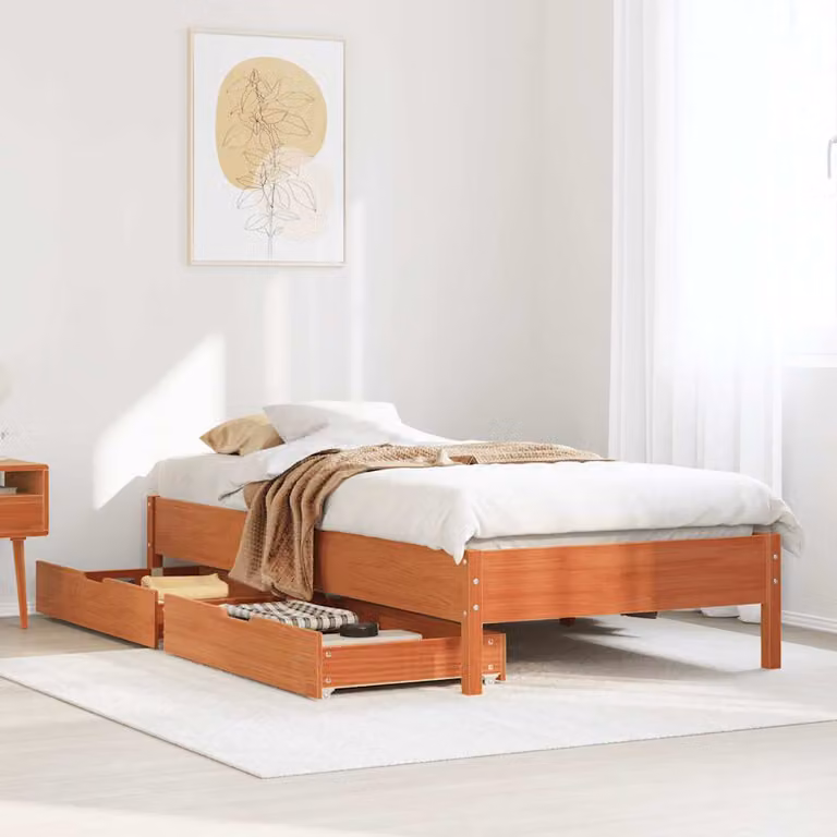 Letto in legno di pino rustico vidaXL Marrone Cera L/P/H: 205.5 x 90 x 36.5 cm