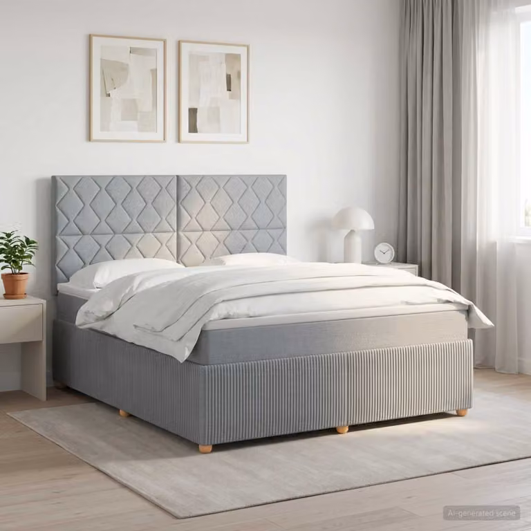 vidaXL Letto box spring con materasso a molle insacchettate Grigio e Bianco L: 140 cm, P: 200 cm