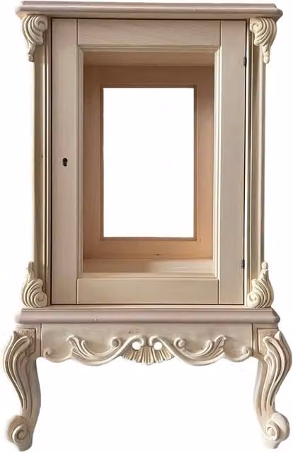 Vetrina classica in stile barocco con anta in vetro e serratura di Mobili 2G, legno grezzo, L: 59 cm, P: 59 cm, H: 91 cm – 1