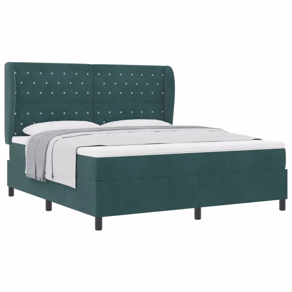Letto matrimoniale con materasso ibrido vidaXL in velluto verde, L/P/H: 200 x 180 x 28 cm – 2