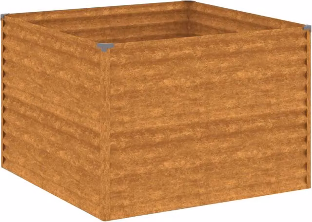 Fioriera rialzata per piante fiori patio giardino 100 x 100 x 69 cm acciaio corten marrone 02_0039295