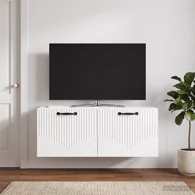 Mobile Porta TV da Muro vidaXL Bianco Lucido L: 78,5 cm, P: 31 cm, H: 30 cm