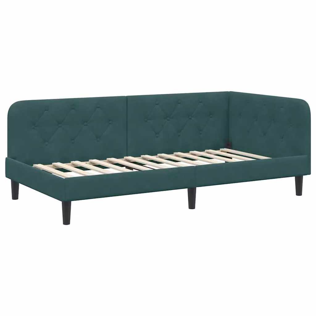 Cornice del letto ad angolo vidaXL in velluto verde, modello moderno con chaise lounge asimmetrica, L/P/H: 204 x 140 x 104 cm – 2