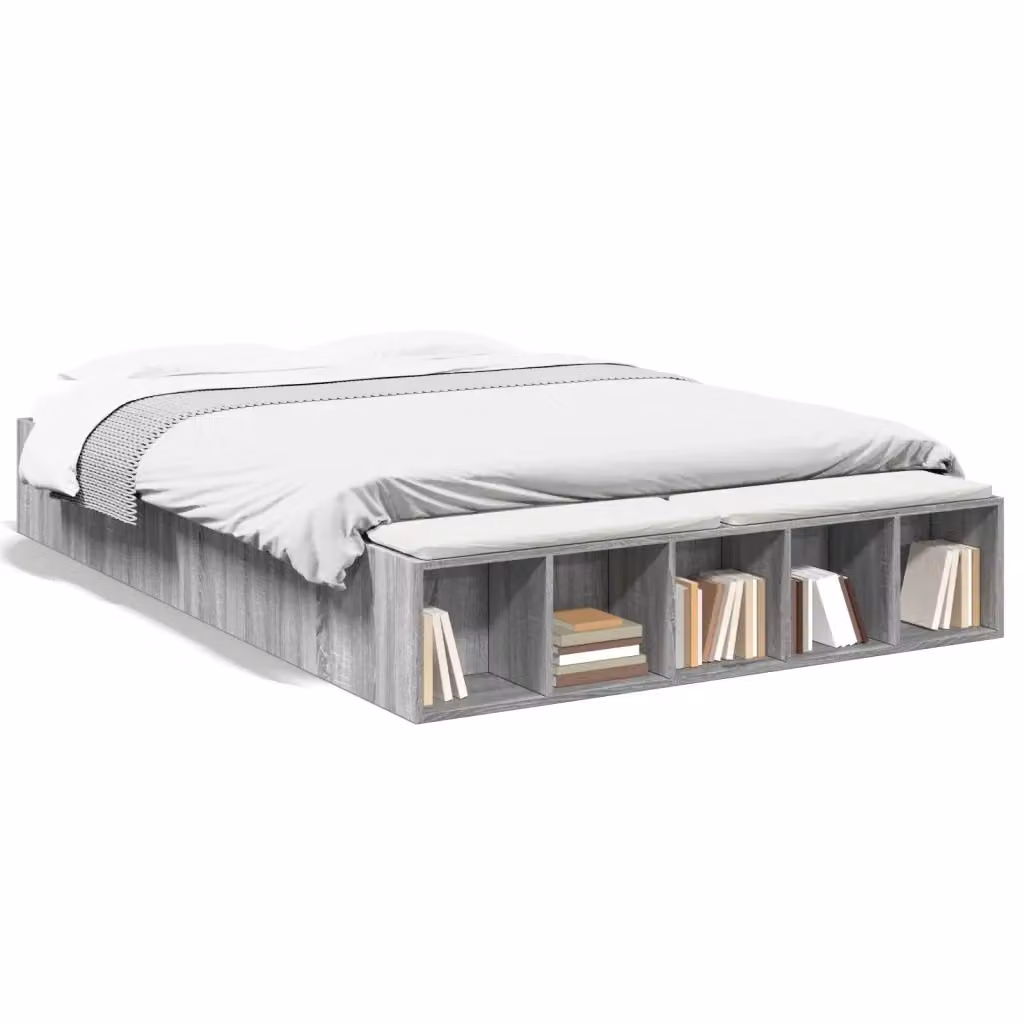 Letto matrimoniale moderno vidaXL grigio con contenitore e doghe in legno L: 150 cm, P: 200 cm, H: 163 cm – 2