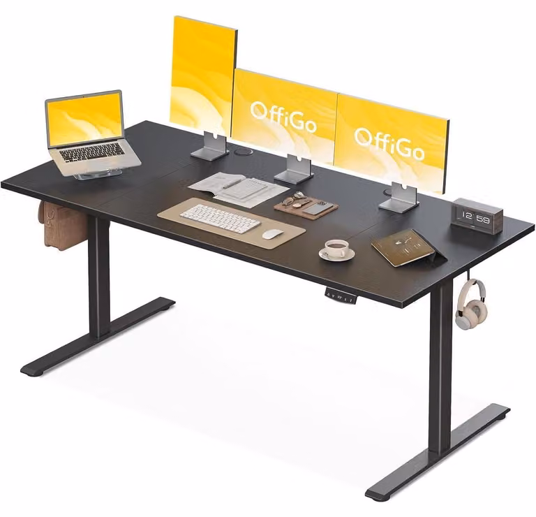 Scrivania elettrica regolabile in altezza, dimensioni 180x70 cm, colore nero, con funzione di memoria