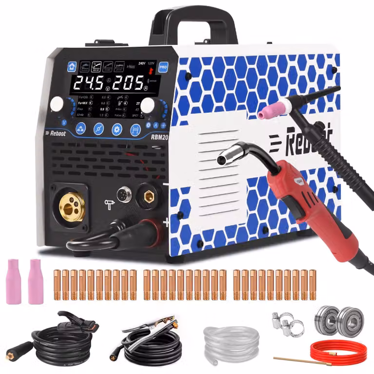 Saldatrice MIG - 205 A - Torcia WIG - 205 Watt - Multifunzione - Adatta per alluminio e acciaio