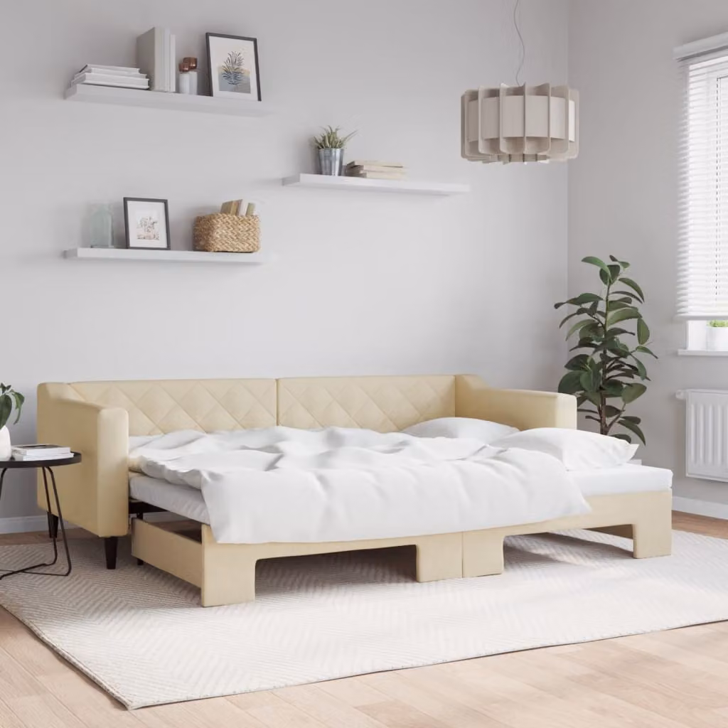 vidaXL Divano Letto con Letto Estraibile in Tessuto Beige L 200 x P 80 cm