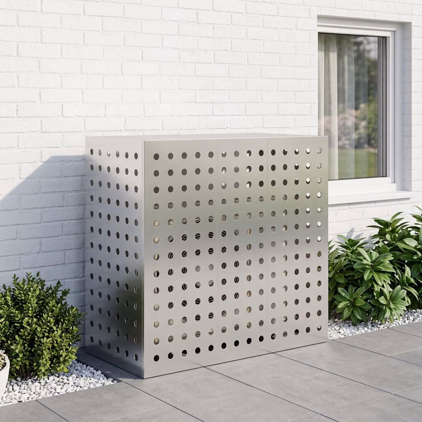 Copertura per condizionatore d'aria vidaXL in acciaio galvanizzato Argento L 110 x P 50 x H 105 cm