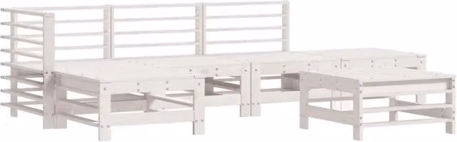Set Salotto da Giardino 6 pz | Set di Mobili da Esterno Bianco in Legno Massello di Pino