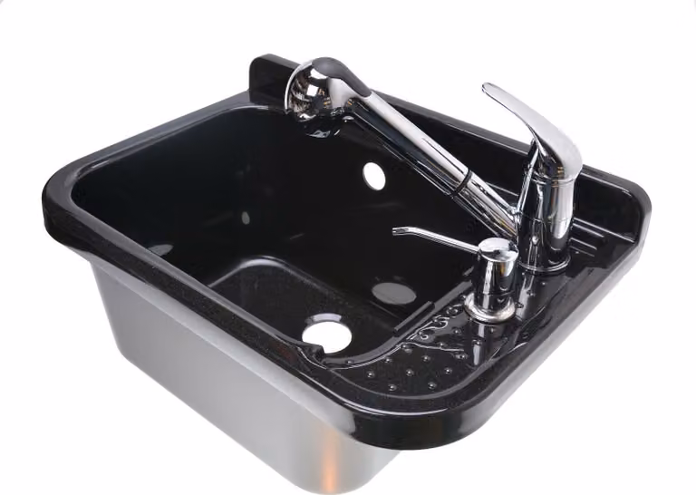Aqbau Set lavandino 60 cm, colore nero, con miscelatore estraibile