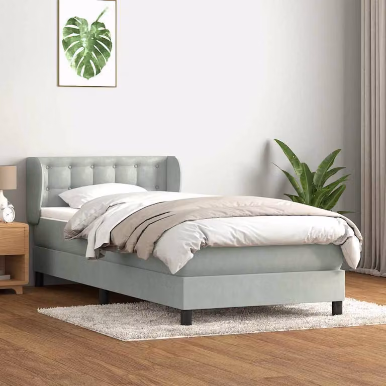 Maison Exclusive - Giroletto a Molle con Materasso Grigio Chiaro 80x210 cm Velluto