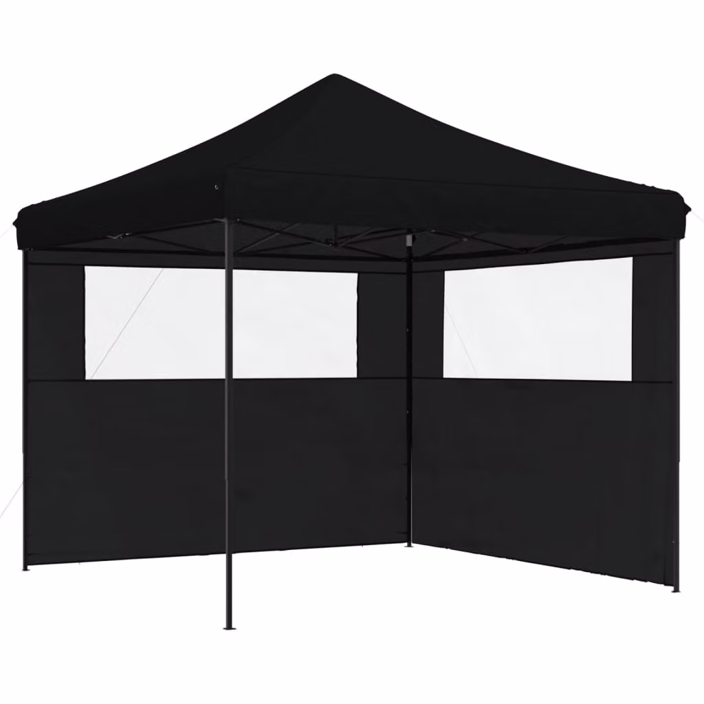Tendone per Feste Pieghevole Pop-Up con 2 Pareti Nero