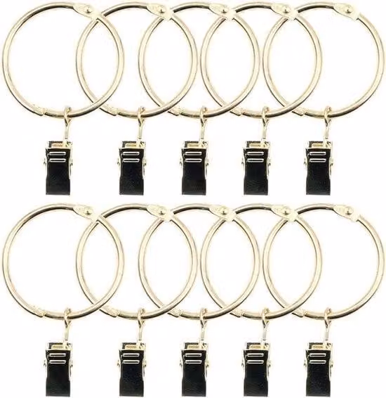 Anelli per tende in acciaio inossidabile, 40 pezzi, acciaio inossidabile opaco, con clip