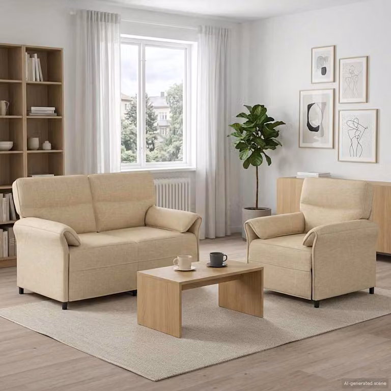 Set di 2 divani moderni vidaXL in tessuto beige con struttura in metallo per il tuo soggiorno