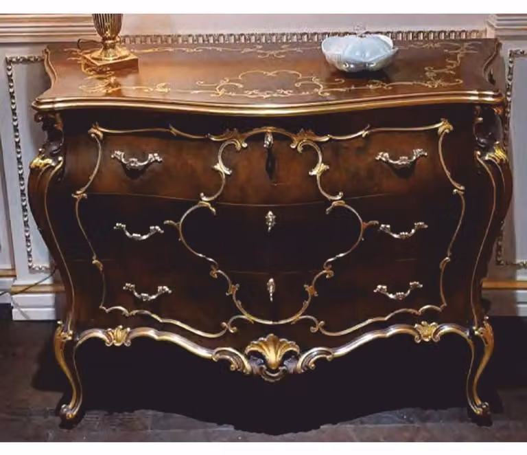 Casa Padrino cassettiera barocca a 3 cassetti marrone/oro 123 cm - Italy