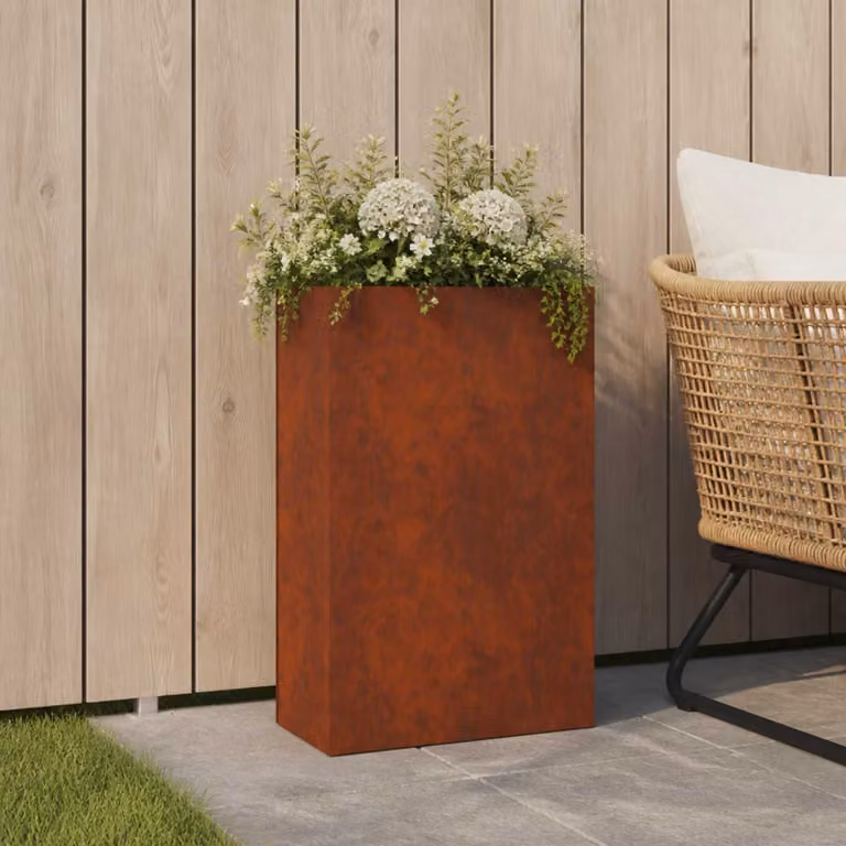 Vaso da giardino vidaXL in acciaio Corten color marrone L: 40 cm, P: 20 cm, H: 75 cm