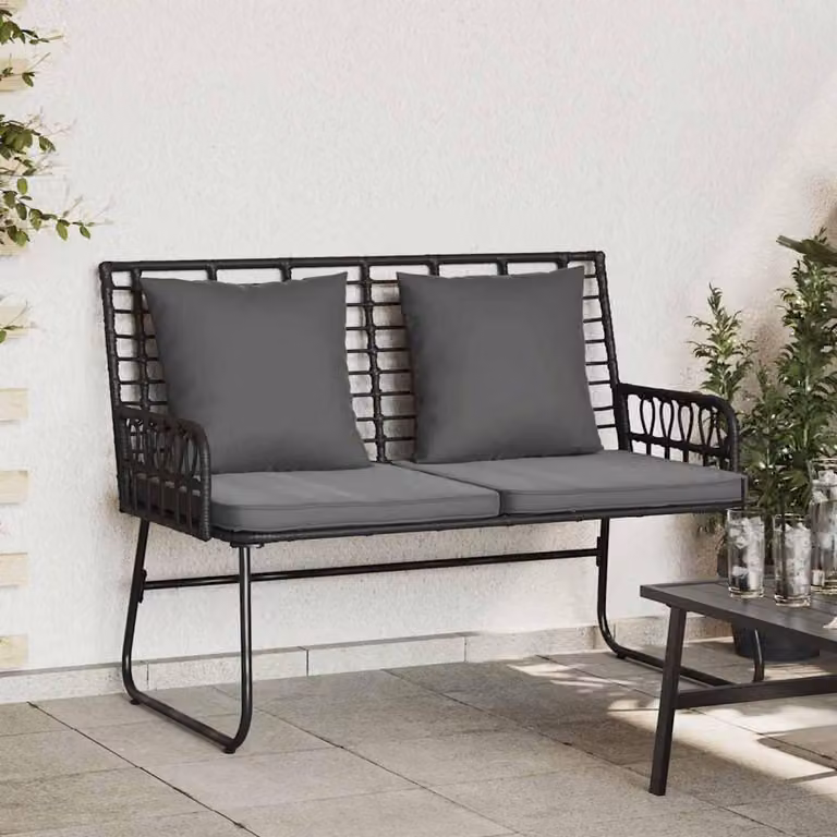 Maison Exclusive - Panchina da giardino in polyrattan nero e antracite
