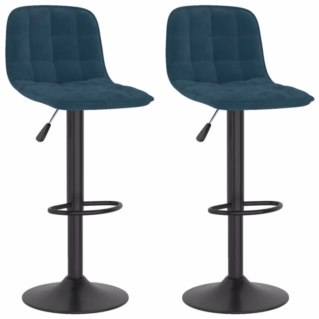 Set di 2 sgabelli da bar vidaXL in velluto blu con base girevole a 360 gradi – 2