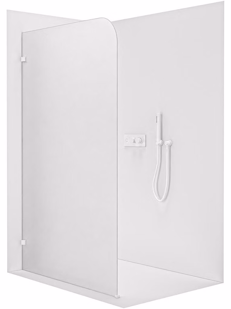 CERANO - Box doccia Walk-in Orbis - Versione sinistra - 8 mm - bianco opaco, vetro smerigliato - 90x200 cm