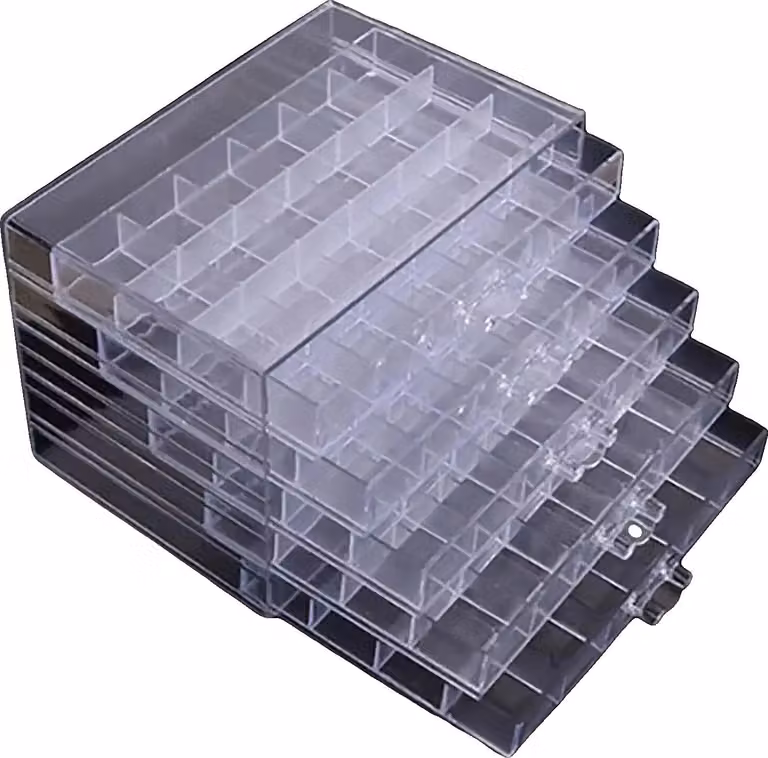 Espositore per gioielli, 5 cassetti, 120 scomparti, trasparente