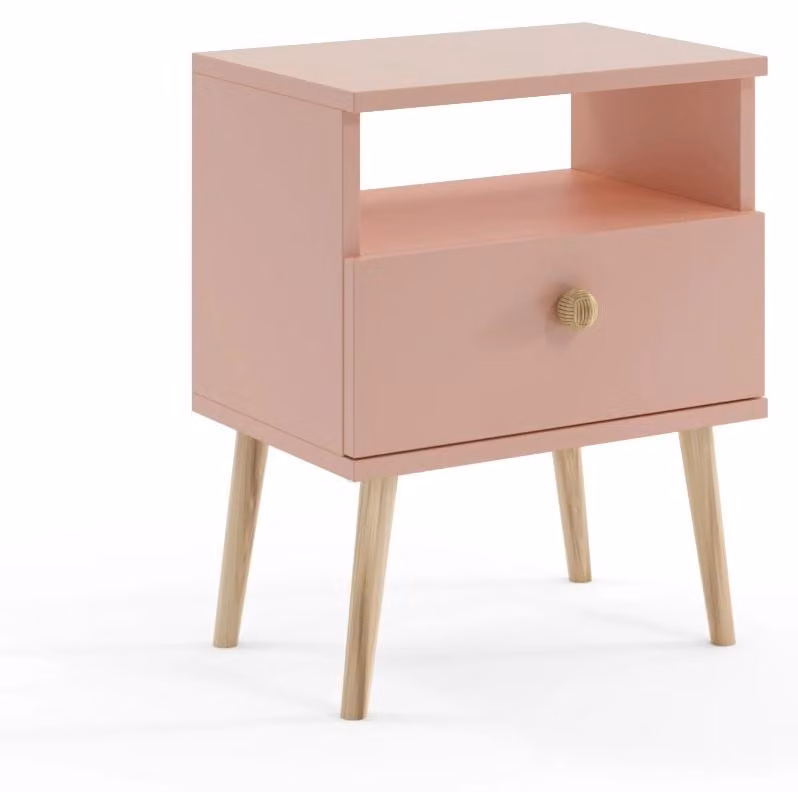 Comodino NILSA con cassetto - rosa/marrone