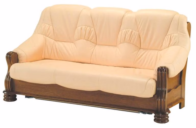 Sofa Luxus 3 Sitzer Couch Polster Holz Leder Couchgarnitur Dreisitzer Couchen