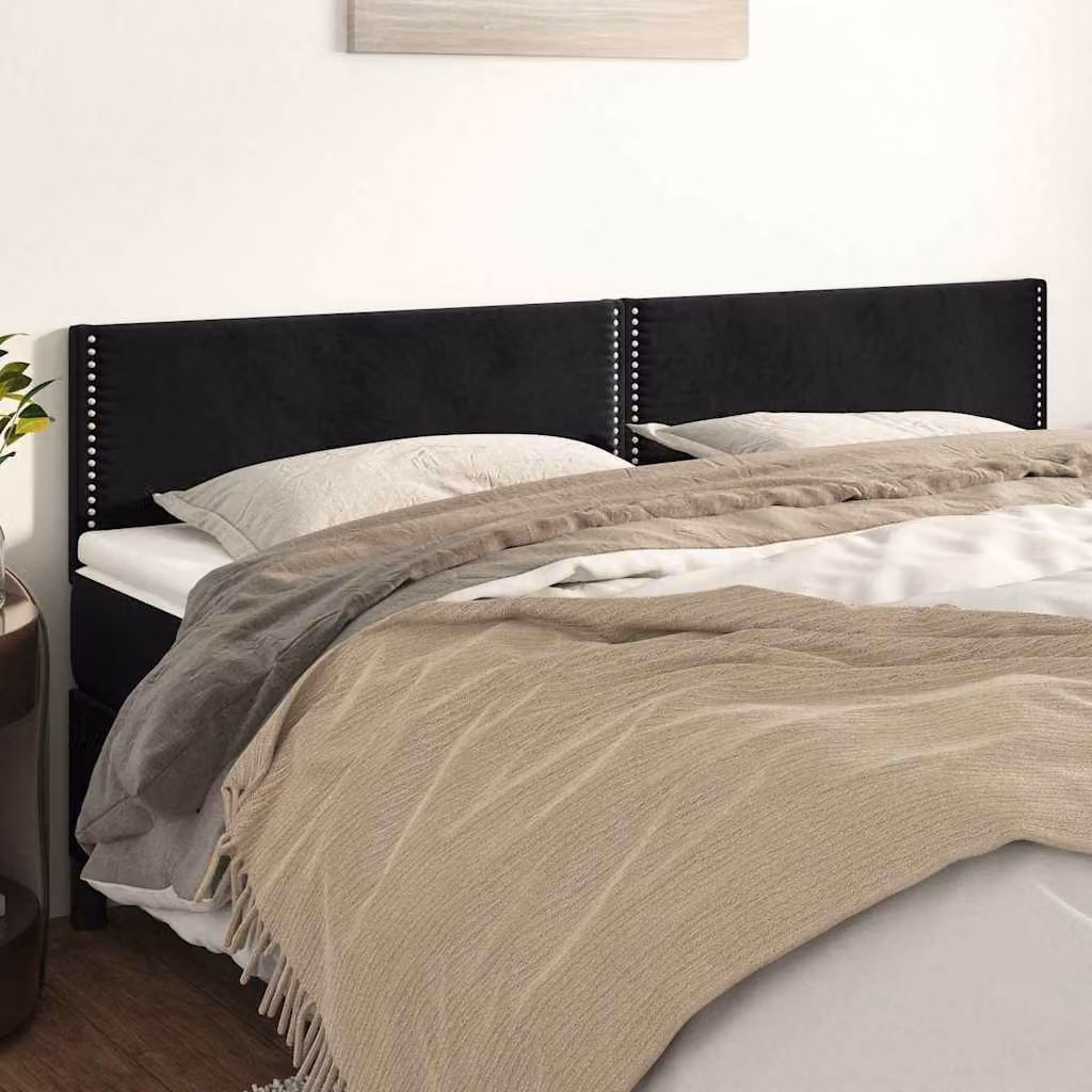 Testiera per letto vidaXL in velluto nero con pannello imbottito L: 200 cm, P: 5 cm, H: 78-88 cm