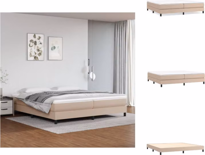 vidaXL Letto a molle insacchettate cappuccino-marrone 200x200 cm in Pelle finta - Letti e strutture letto