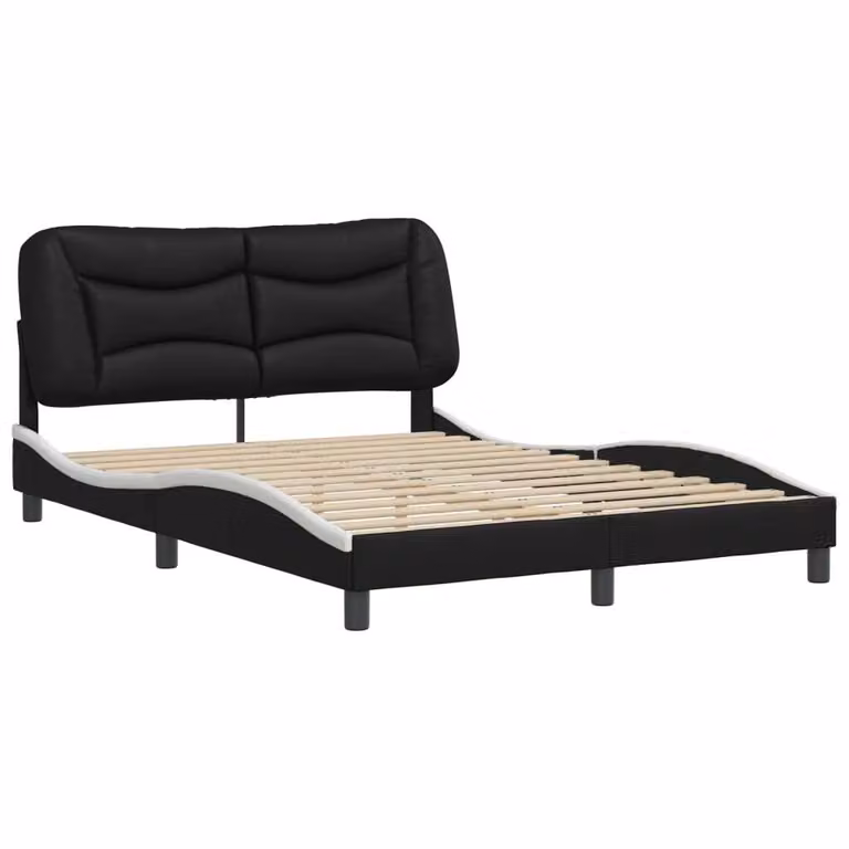 Giroletto senza Materasso Hvar Nero e Bianco 140x190 cm in Pelle finta