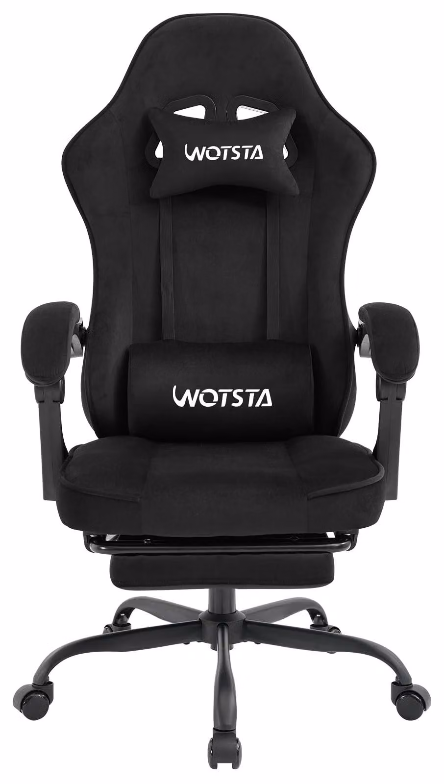 Sedia da gaming con funzione massaggio, rivestita in tessuto, con poggiapiedi, capacità massima di 120 kg, colore nero