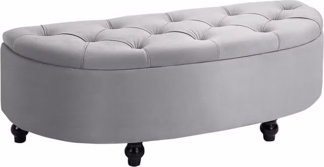Panca contenitore imbottita in velluto ¨C Xylo ¨C Grigio 120x46x42 cm