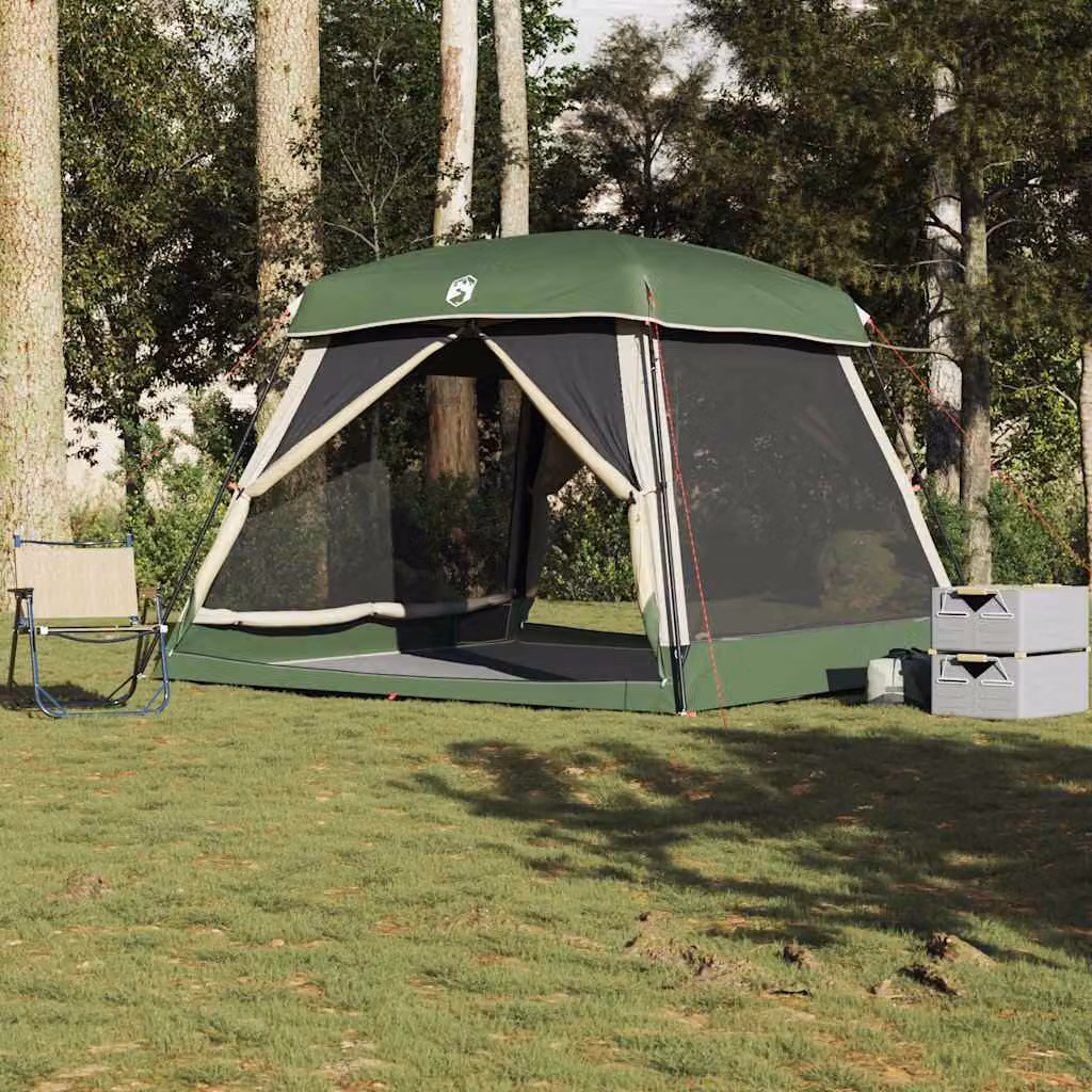 Tenda Familiare Cabina vidaXL per 6 Persone Verde Impermeabile in Poliestere e Fibra di Vetro