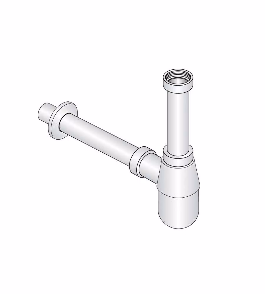 Sifone a bottiglia 1 1/4 in ABS cromato, per bagno