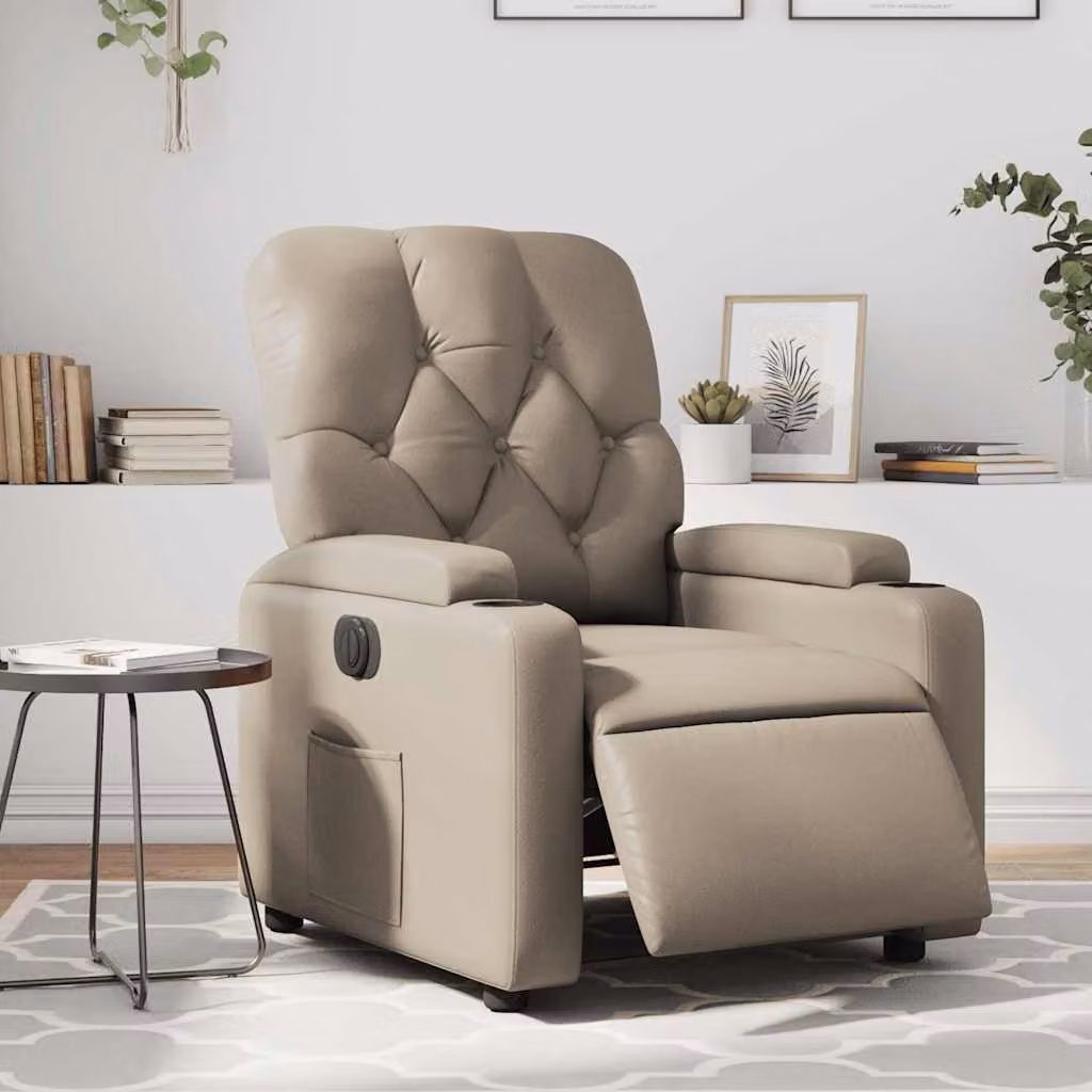 Poltrona Reclinabile Elettrica vidaXL in Similpelle Beige e Marrone con Braccioli