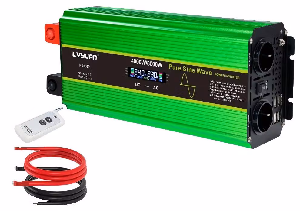 Inverter a onda sinusoidale pura, potenza 4000 W, compatibile con le prese UE, 24 V 8000 W UE